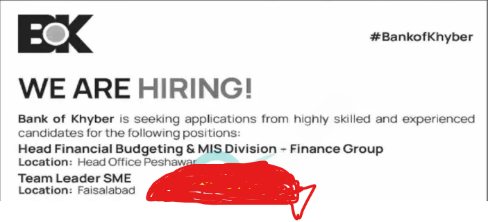 Bank of Khyber Jobs 2025