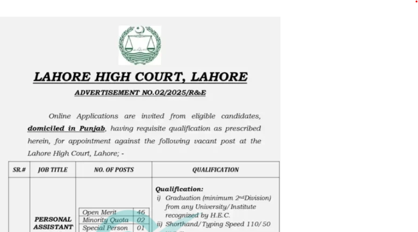 Lahore High Court (LHC) Jobs 2025