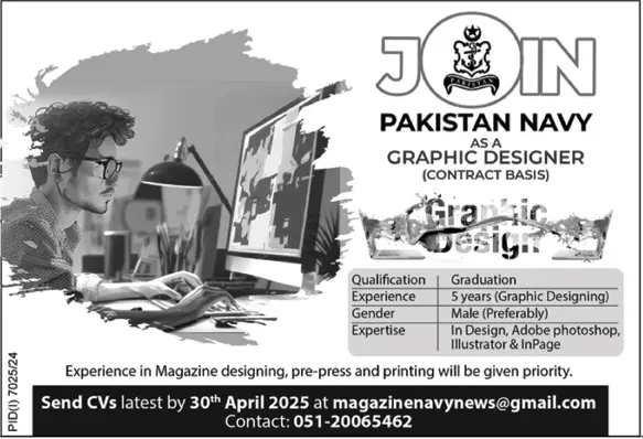 Pakistan Navy Graphic Designer Jobs 2025