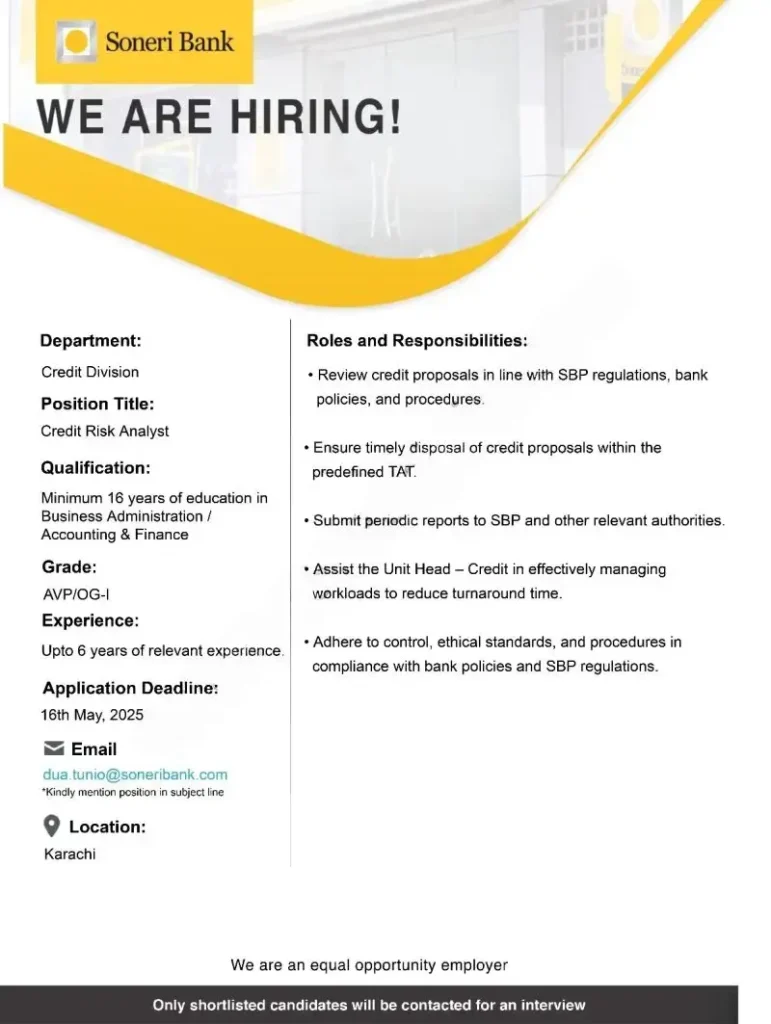 Soneri Bank Jobs 2025