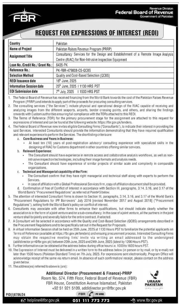 FBR Pakistan Jobs 2025